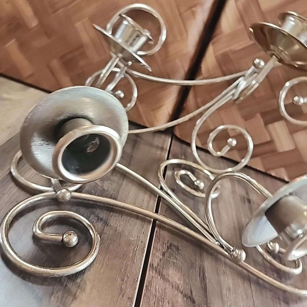 Set of 2‎ Home Interior Brass Double Candle Holders Swirl Design Homco 8.5